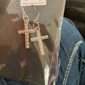 Silver cross earrings